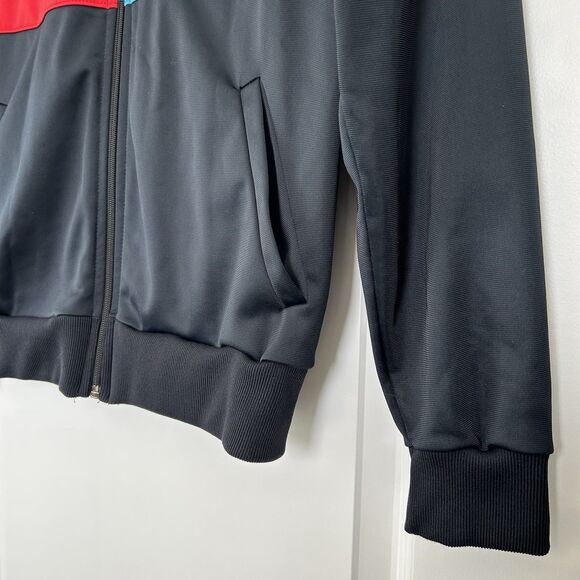 Vtg 80s Adidas Track Jacket Trefoil Mens M Black Stripe Zip Up Made In USA Retro - Picture 4 of 14